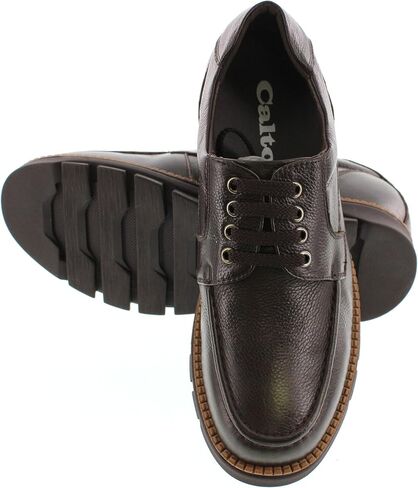 CALTO Men's Invisible Height Increasing Elevator Shoes - Pebble Grain Leather Lace-up Casual Shoes - 3 Inches Taller in Saudi Arabia