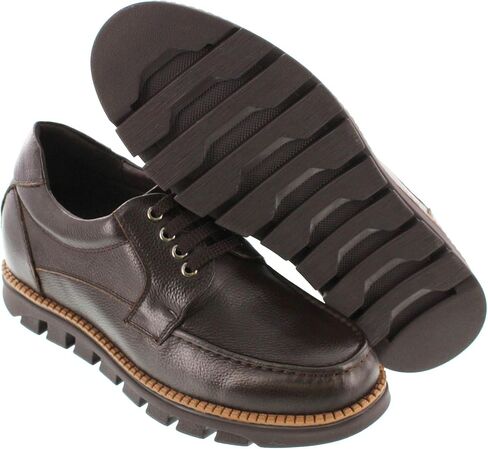 CALTO Men's Invisible Height Increasing Elevator Shoes - Pebble Grain Leather Lace-up Casual Shoes - 3 Inches Taller in Saudi Arabia