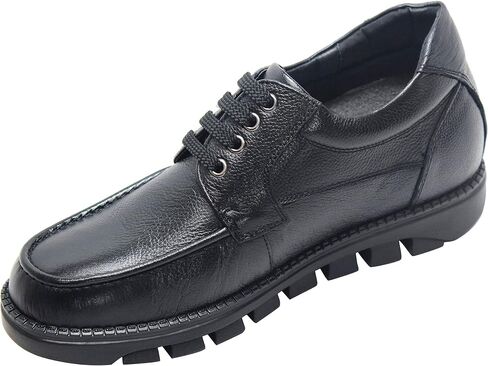 CALTO Men's Invisible Height Increasing Elevator Shoes - Pebble Grain Leather Lace-up Casual Shoes - 3 Inches Taller in Saudi Arabia