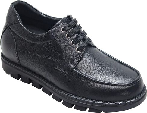 CALTO Men's Invisible Height Increasing Elevator Shoes - Pebble Grain Leather Lace-up Casual Shoes - 3 Inches Taller in Saudi Arabia