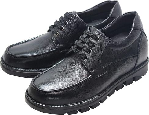 CALTO Men's Invisible Height Increasing Elevator Shoes - Pebble Grain Leather Lace-up Casual Shoes - 3 Inches Taller in Saudi Arabia