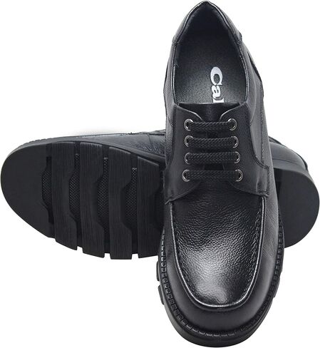CALTO Men's Invisible Height Increasing Elevator Shoes - Pebble Grain Leather Lace-up Casual Shoes - 3 Inches Taller in Saudi Arabia