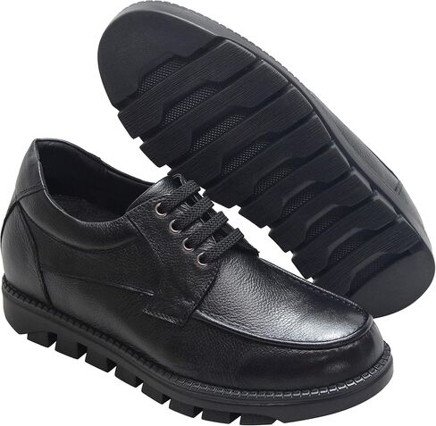 CALTO Men's Invisible Height Increasing Elevator Shoes - Pebble Grain Leather Lace-up Casual Shoes - 3 Inches Taller in Saudi Arabia