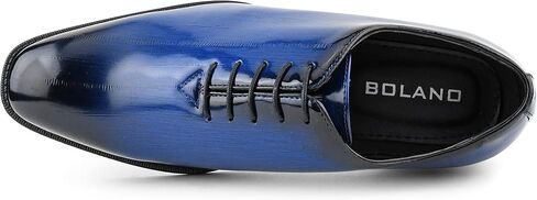 Bolano Brayden - Men's Dress Shoes - Exotic EEL Skin Print, Oxford Lace-Ups, Black Burnished Toe - Exotic Formal Shoes for Men - Original, Designer Shoes in Kuwait