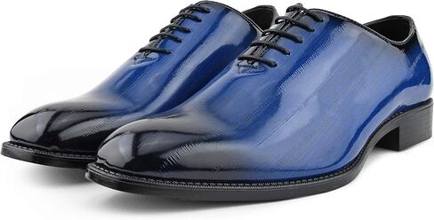 Bolano Brayden - Men's Dress Shoes - Exotic EEL Skin Print, Oxford Lace-Ups, Black Burnished Toe - Exotic Formal Shoes for Men - Original, Designer Shoes in Kuwait