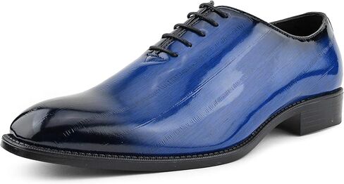 Bolano Brayden - Men's Dress Shoes - Exotic EEL Skin Print, Oxford Lace-Ups, Black Burnished Toe - Exotic Formal Shoes for Men - Original, Designer Shoes in Kuwait