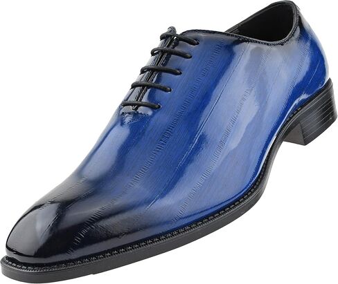 Bolano Brayden - Men's Dress Shoes - Exotic EEL Skin Print, Oxford Lace-Ups, Black Burnished Toe - Exotic Formal Shoes for Men - Original, Designer Shoes in Kuwait