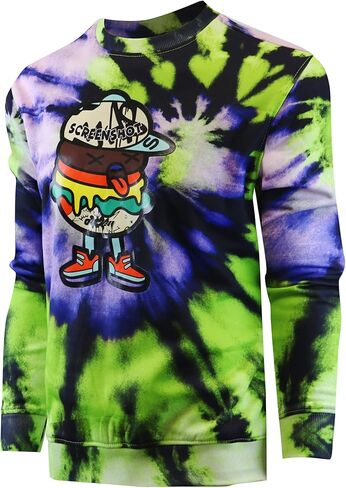 Screenshotbrand Mens Urban Hip Hop Premium Tie Dye Fleece - Pullover Active Urbanwear Street Fashion Crew Neck Sweatshirt in Saudi Arabia