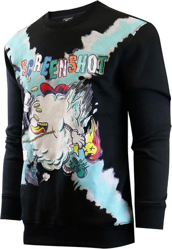 Screenshotbrand Mens Urban Hip Hop Premium Tie Dye Fleece - Pullover Active Urbanwear Street Fashion Crew Neck Sweatshirt in Saudi Arabia