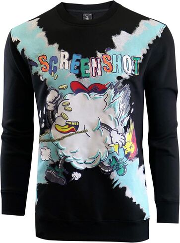 Screenshotbrand Mens Urban Hip Hop Premium Tie Dye Fleece - Pullover Active Urbanwear Street Fashion Crew Neck Sweatshirt in Saudi Arabia