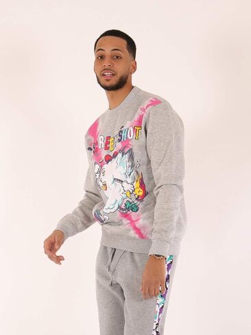 Screenshotbrand Mens Urban Hip Hop Premium Tie Dye Fleece - Pullover Active Urbanwear Street Fashion Crew Neck Sweatshirt in Saudi Arabia