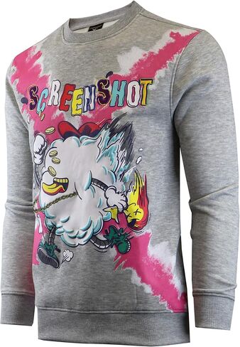 Screenshotbrand Mens Urban Hip Hop Premium Tie Dye Fleece - Pullover Active Urbanwear Street Fashion Crew Neck Sweatshirt in Saudi Arabia