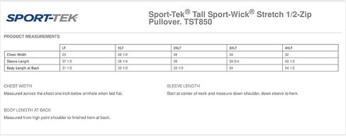 SPORT-TEK Men's Tall Sport Wick Stretch 1/2 Zip Pullover in Kuwait