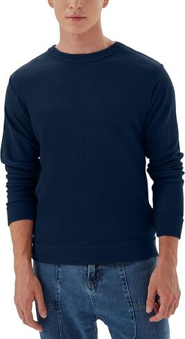Men's Casual Crewneck Long Sleeve Knitwear Sweater Lightweight Fall Winter Basic Pullover Sweaters in Saudi Arabia