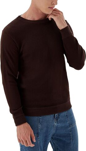 سترة رجالية كاجوال بياقة دائرية وأكمام طويلة منسوجة خفيفة الوزن للخريف والشتاء وسترات صوفية أساسية in Kuwait