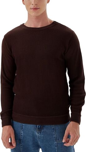 سترة رجالية كاجوال بياقة دائرية وأكمام طويلة منسوجة خفيفة الوزن للخريف والشتاء وسترات صوفية أساسية in Kuwait