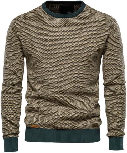 Niiyyjj Men's Winter Casual Warm O Neck Cotton Patchwork Pullover Sweater Men's Knit Sweater in Saudi Arabia