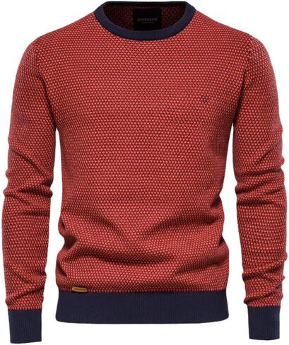 Niiyyjj Men's Winter Casual Warm O Neck Cotton Patchwork Pullover Sweater Men's Knit Sweater in Saudi Arabia