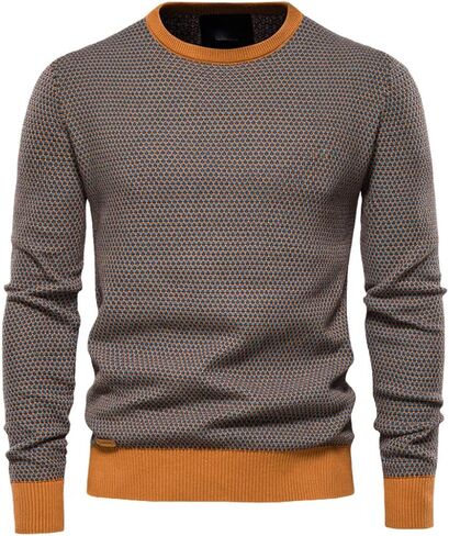 Niiyyjj Men's Winter Casual Warm O Neck Cotton Patchwork Pullover Sweater Men's Knit Sweater in Saudi Arabia