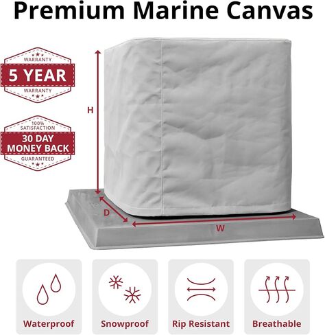 SugarHouse Outdoor Air Conditioner Cover - Premium Marine Canvas - Made in the USA - 7-Year Warranty - 24" x 24" x 24" - Gray in Kuwait