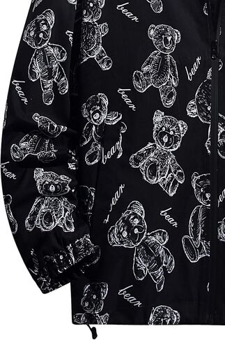 Men Casual Lightweight Printed Zipper Jacket with Drawstring Hood in Saudi Arabia