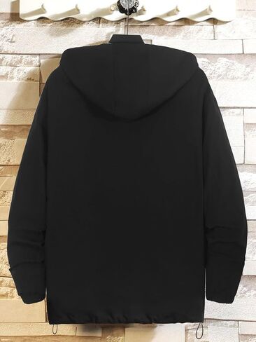 Men Casual Lightweight Printed Zipper Jacket with Drawstring Hood in Saudi Arabia