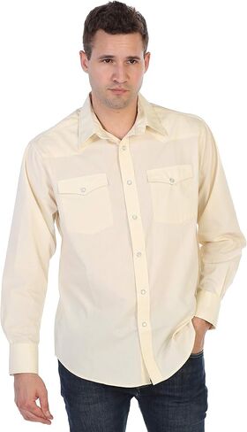 Gioberti Men’s Solid Long Sleeve Western Shirt with Pearl Snap-on Buttons in Saudi Arabia