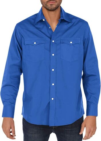 Gioberti Men’s Solid Long Sleeve Western Shirt with Pearl Snap-on Buttons in Saudi Arabia