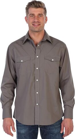 Gioberti Men’s Solid Long Sleeve Western Shirt with Pearl Snap-on Buttons in Saudi Arabia