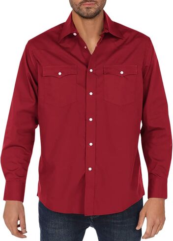 Gioberti Men’s Solid Long Sleeve Western Shirt with Pearl Snap-on Buttons in Saudi Arabia