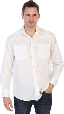 Gioberti Men’s Solid Long Sleeve Western Shirt with Pearl Snap-on Buttons in Saudi Arabia