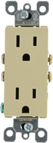 Leviton 5325-I 15 Amp, 125V, Decora Duplex Receptacle, Residential Grade, Grounding, 10-Pack, Ivory in Saudi Arabia