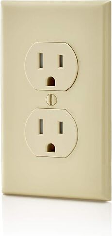 Leviton T5320-I Straight Blade Tamper Resistant Duplex Receptacle, 125 V, 15 A, 2 Pole, 3 Wire, 1 Pack, Ivory in Saudi Arabia