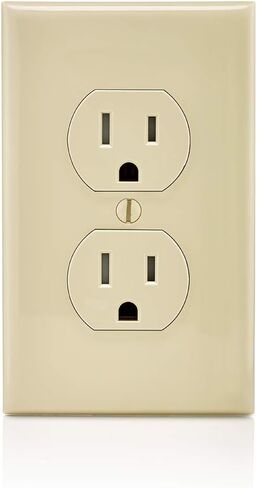 Leviton T5320-I Straight Blade Tamper Resistant Duplex Receptacle, 125 V, 15 A, 2 Pole, 3 Wire, 1 Pack, Ivory in Saudi Arabia