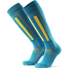 DANISH ENDURANCE Merino Wool Alpine Ski Socks, Anti-Blister Cushioning, Shin Protection, for Men & Women (1 or 2 Pack)