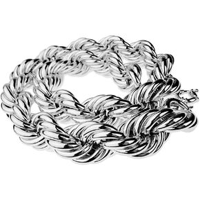Mens Huge Chain Hollow Rope Necklace 30MM Wide x 30" Inch Silver Tone Hip Hop Rapper Dookie Necklace in Saudi Arabia
