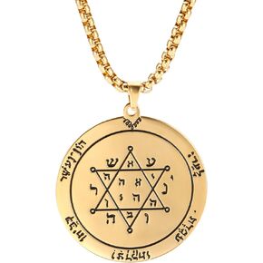 TEAMER Key of Solomon Seal Pendant Necklace Gold Stainless Steel Pentacle Talisman Wiccan Jewelry for Men Women in Saudi Arabia