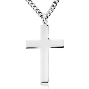 Heartland Sterling Silver High Polish Flat Cross for Men + USA Made + Chain Choice in Saudi Arabia
