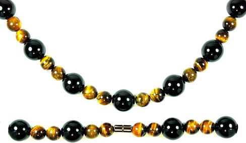Mens Necklace - Onyx And Tiger Eye Necklace For Men - Mala Neckless - Confidence - Protection - African Jewelry in Saudi Arabia