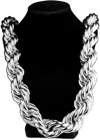 Mens Huge Chain Hollow Rope Necklace 30MM Wide x 30" Inch Silver Tone Hip Hop Rapper Dookie Necklace in Saudi Arabia