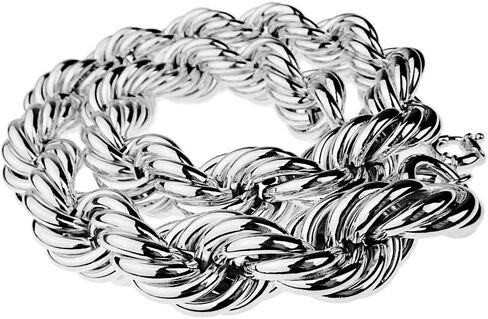 Mens Huge Chain Hollow Rope Necklace 30MM Wide x 30" Inch Silver Tone Hip Hop Rapper Dookie Necklace in Saudi Arabia