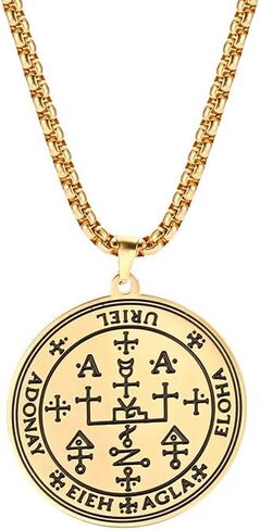 TEAMER Key of Solomon Seal Pendant Necklace Gold Stainless Steel Pentacle Talisman Wiccan Jewelry for Men Women in Saudi Arabia