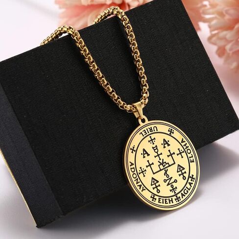 TEAMER Key of Solomon Seal Pendant Necklace Gold Stainless Steel Pentacle Talisman Wiccan Jewelry for Men Women in Saudi Arabia