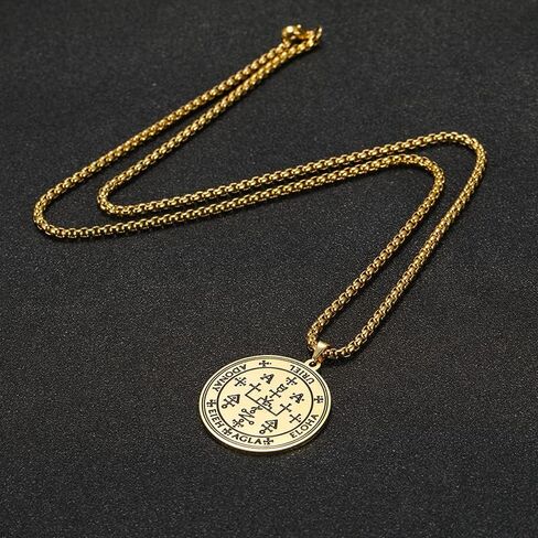 TEAMER Key of Solomon Seal Pendant Necklace Gold Stainless Steel Pentacle Talisman Wiccan Jewelry for Men Women in Saudi Arabia