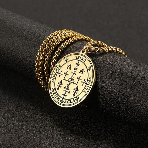 TEAMER Key of Solomon Seal Pendant Necklace Gold Stainless Steel Pentacle Talisman Wiccan Jewelry for Men Women in Saudi Arabia