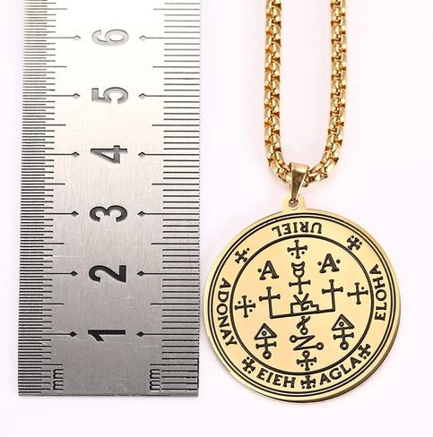 TEAMER Key of Solomon Seal Pendant Necklace Gold Stainless Steel Pentacle Talisman Wiccan Jewelry for Men Women in Saudi Arabia
