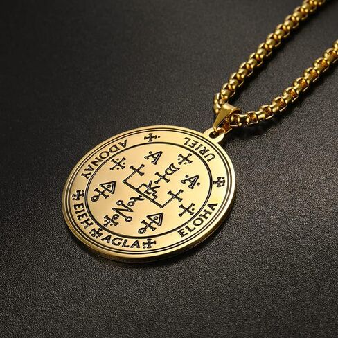 TEAMER Key of Solomon Seal Pendant Necklace Gold Stainless Steel Pentacle Talisman Wiccan Jewelry for Men Women in Saudi Arabia