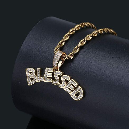 ICE JEWELRY 14K Gold Plated Dripping Letter Savage Necklace Pendant 3mm Stainless Steel Twist Chain in Saudi Arabia