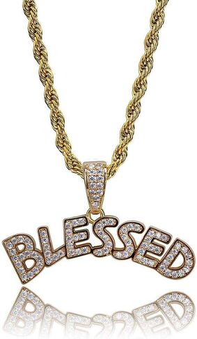 ICE JEWELRY 14K Gold Plated Dripping Letter Savage Necklace Pendant 3mm Stainless Steel Twist Chain in Saudi Arabia