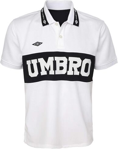 Umbro Men's Short Sleeve 2 Button Logo Polo, White/Black Medium in Saudi Arabia